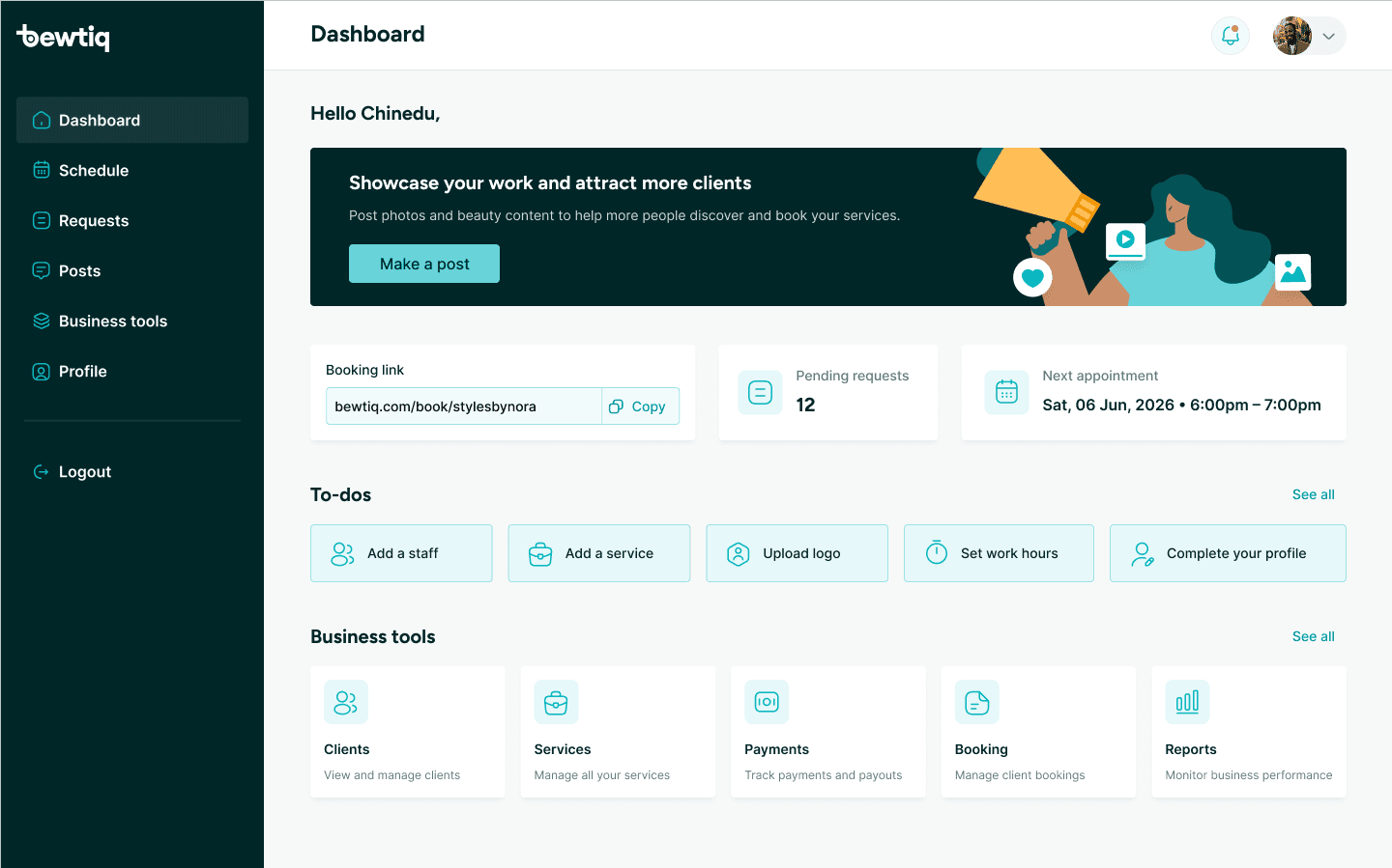 Bewtiq Business Dashboard