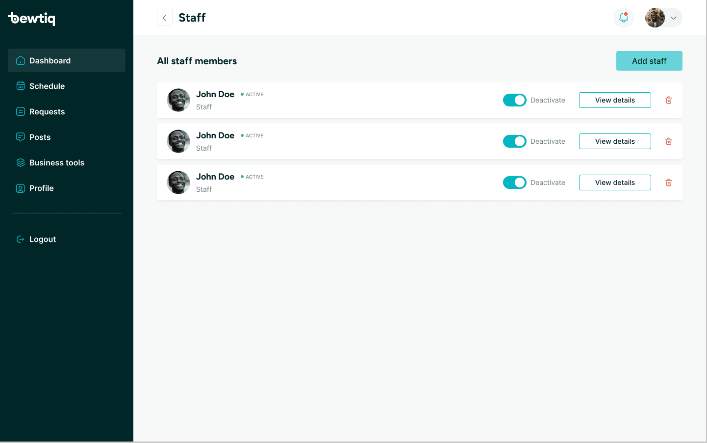 Bewtiq Staff & Availability Management