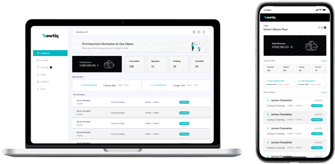 Bewtiq business desktop interface